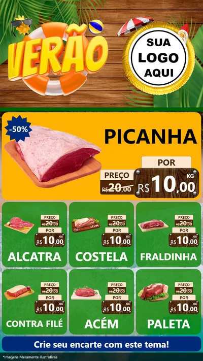 Modelo de Rede Social para Stories com o tema Verão para Açougue