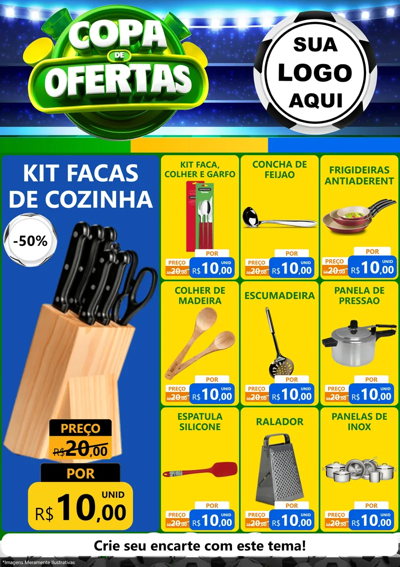 Modelo de Encarte para Encarte A4 Vertical com o tema Copa de Ofertas para Utilidades Domésticas