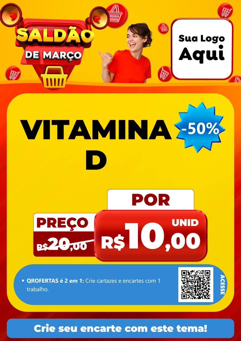 Modelo de Cartaz para Cartaz A4 Vertical com o tema Saldão de Março para Farmácia