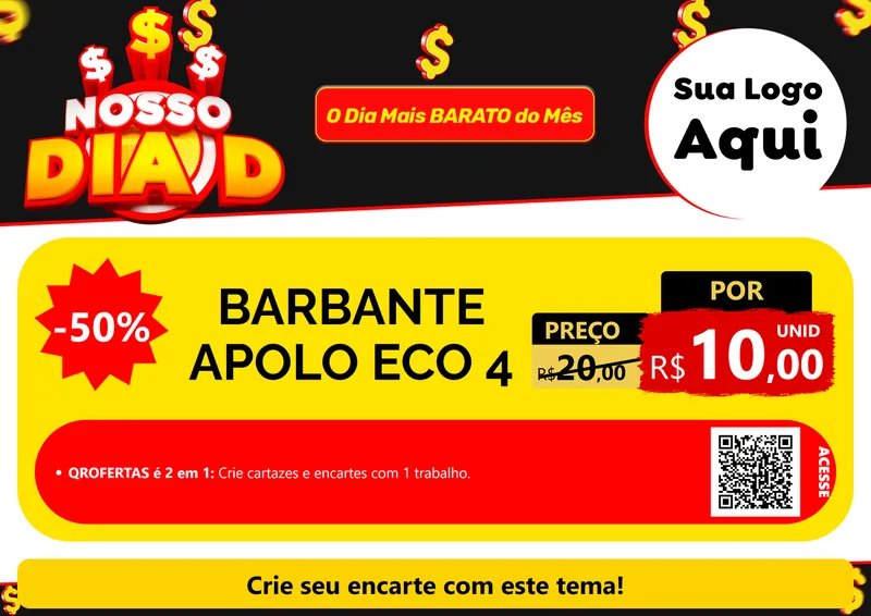 Modelo de Cartaz para Cartaz A4 Horizontal com o tema Nosso Dia D para Armarinho e Aviamentos