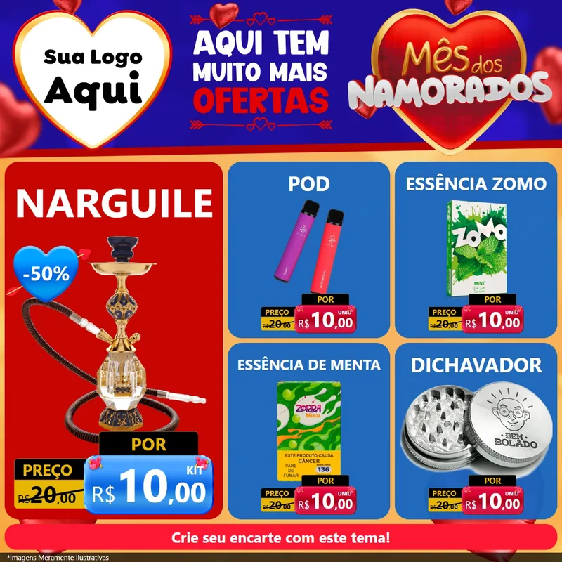 Modelo de Rede Social para Feed Facebook com o tema Mês dos Namorados para Tabacaria