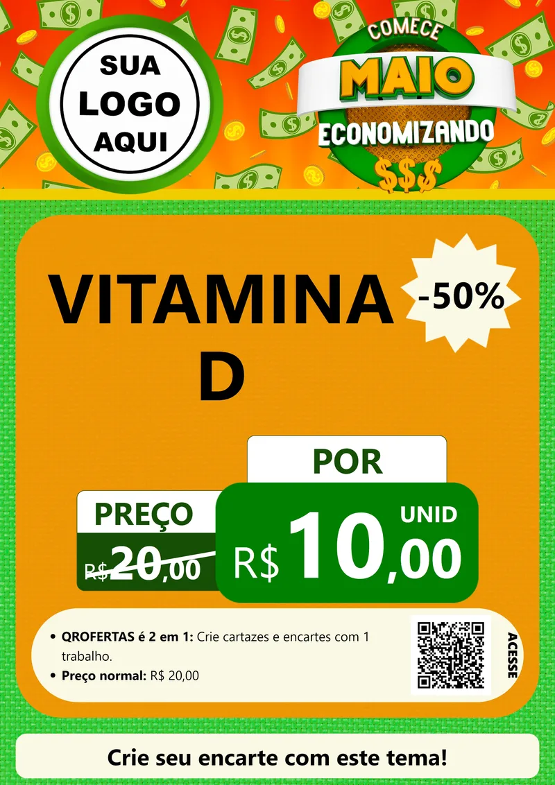 Modelo de Cartaz para Cartaz A4 Vertical com o tema Comece Maio Economizando para Farmácia