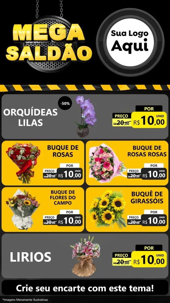 Modelo de TV para TV Vertical com o tema Mega Saldão para Floricultura e jardim