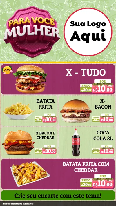Modelo de TV para TV Vertical com o tema Para Você Mulher para Hamburgueria