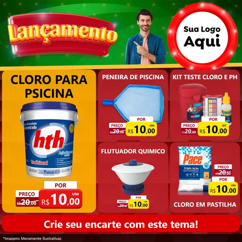 Modelo de Rede Social para Feed Facebook com o tema Lançamento para Produtos para Piscina