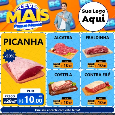 Modelo de Rede Social para Feed Facebook com o tema Leve Mais, Pague Menos para Açougue