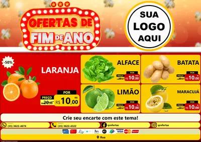 Modelo de Encarte para Encarte A4 Horizontal com o tema Ofertas de Fim de Ano para Hortifrúti