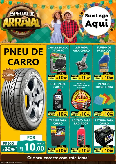 Modelo de Encarte para Encarte A4 Vertical com o tema Especial De Arraial para Auto peças