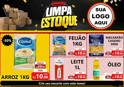 Modelo de Encarte para Encarte A4 Horizontal com o tema Operação Limpa Estoque para Supermercado