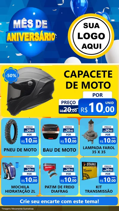 Modelo de Rede Social para Stories com o tema Mês de Aniversário para Moto peças