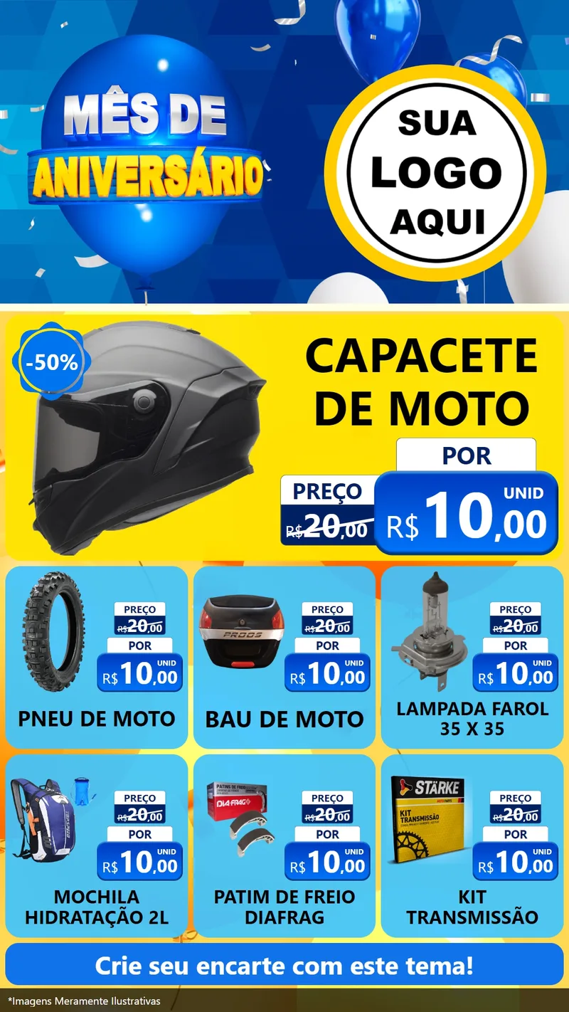 Modelo de Rede Social para Stories com o tema Mês de Aniversário para Moto peças