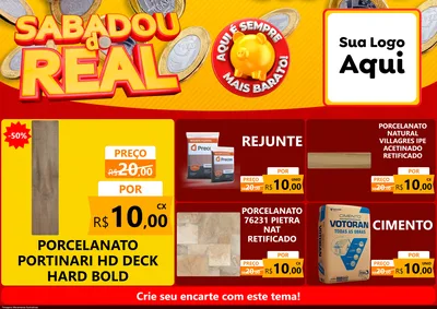 Modelo de Encarte para Encarte A4 Horizontal com o tema Sabadou do Real para Pisos e revestimentos