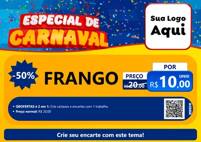 Modelo de Cartaz para Cartaz A4 Horizontal com o tema Especial de Carnaval para Assados