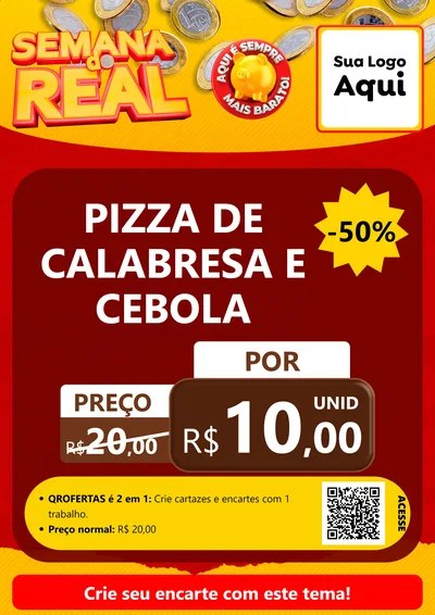 Modelo de Cartaz para Cartaz A4 Vertical com o tema Semana do Real para Pizzaria