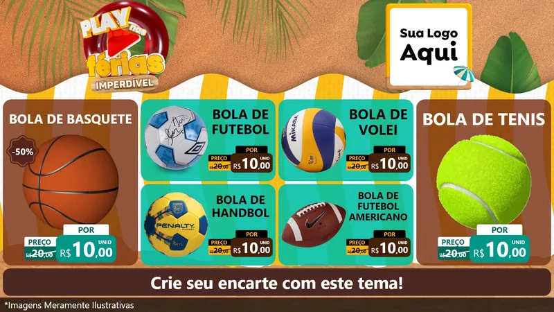 Modelo de TV para TV Horizontal com o tema Play Nas Férias Imperdível para Artigos Esportivos