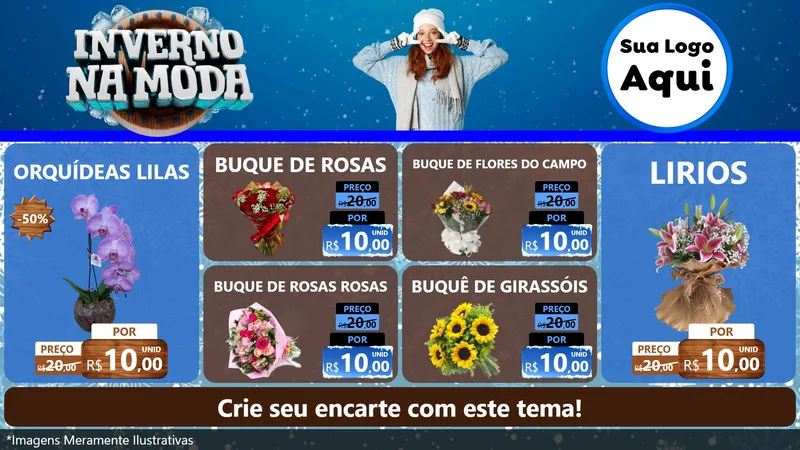 Modelo de TV para TV Horizontal com o tema Inverno na Moda para Floricultura e jardim