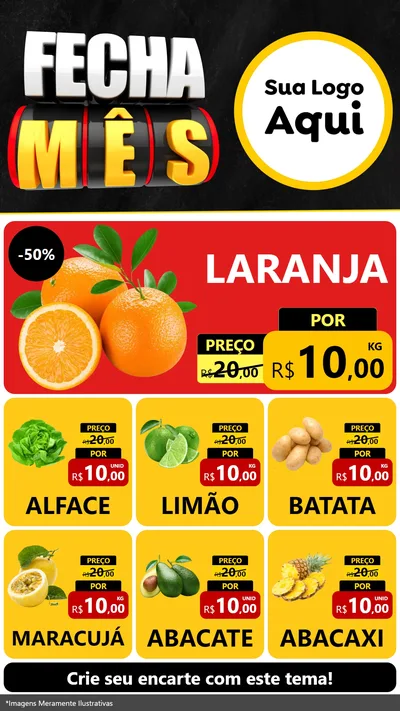 Modelo de Rede Social para Stories com o tema Fecha Mês para Hortifrúti