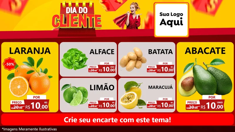 Modelo de TV para TV Horizontal com o tema Dia do Cliente para Hortifrúti