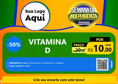 Modelo de Cartaz para Cartaz A4 Horizontal com o tema Semana da Independência Declaramos Preços Baixos para Farmácia