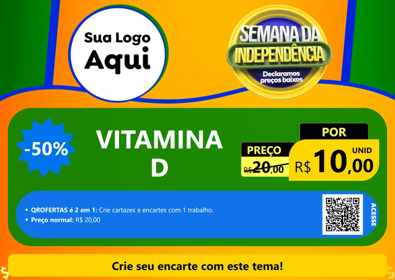 Modelo de Cartaz para Cartaz A4 Horizontal com o tema Semana da Independência Declaramos Preços Baixos para Farmácia