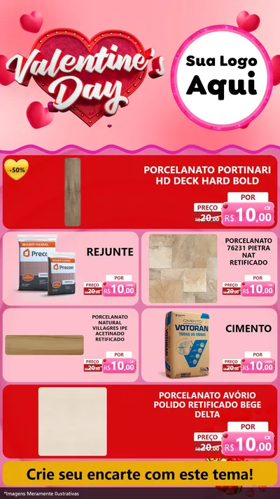 Modelo de TV para TV Vertical com o tema Valentine's Day para Pisos e revestimentos