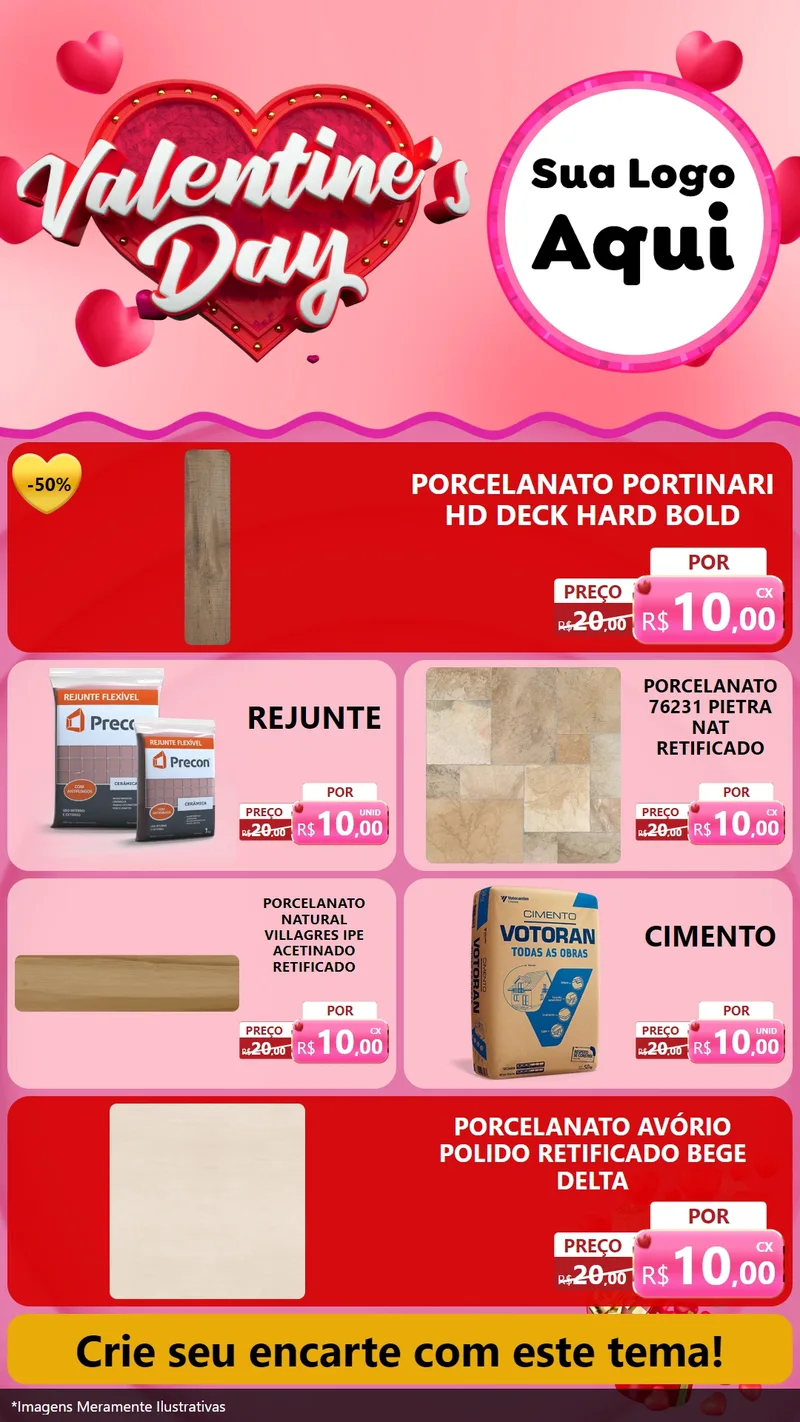 Modelo de TV para TV Vertical com o tema Valentine's Day para Pisos e revestimentos
