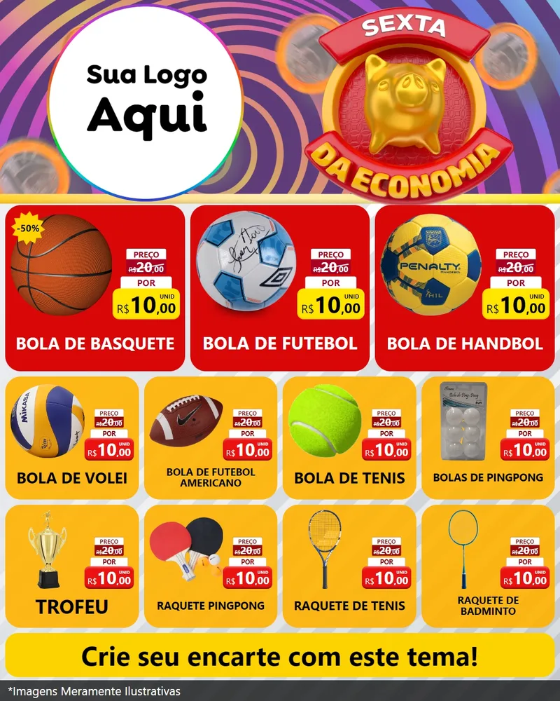 Modelo de Rede Social para Feed Instagram com o tema Sexta da Economia para Artigos Esportivos