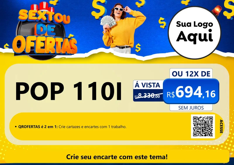 Modelo de Cartaz para Cartaz A4 Horizontal com o tema Sextou de Ofertas para Concessionaria de Motos