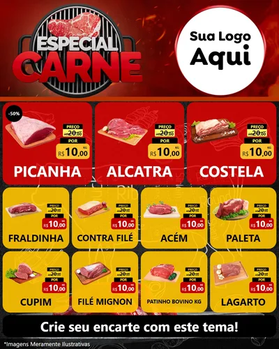 Modelo de Rede Social para Feed Instagram com o tema Especial da Carne para Açougue