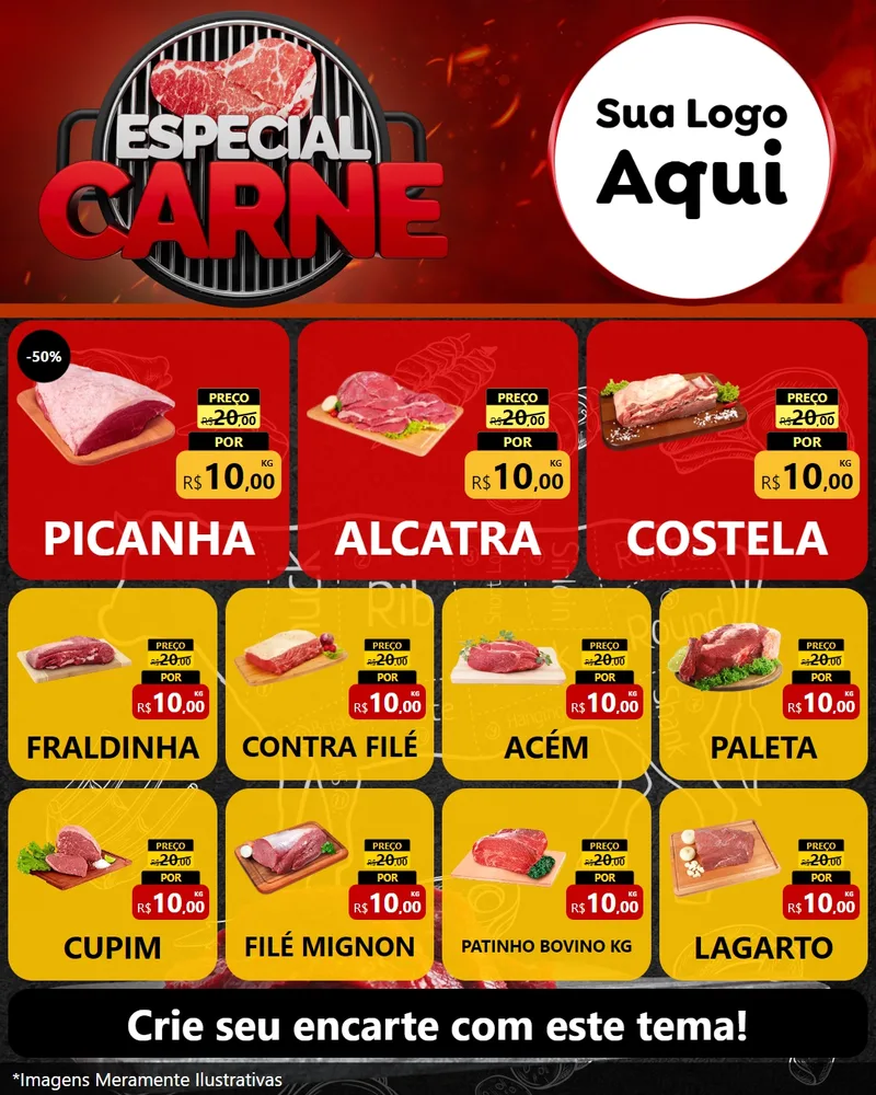 Modelo de Rede Social para Feed Instagram com o tema Especial da Carne para Açougue