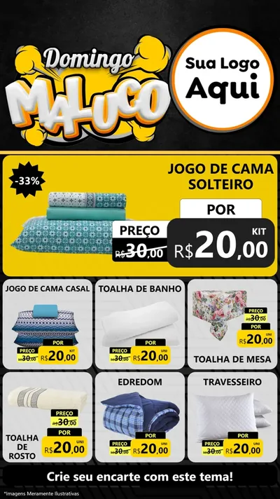 Modelo de Rede Social para Stories com o tema Domingo Maluco para Cama, Mesa e Banho