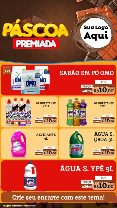 Modelo de TV para TV Vertical com o tema Páscoa Premiada para Produtos de Limpeza