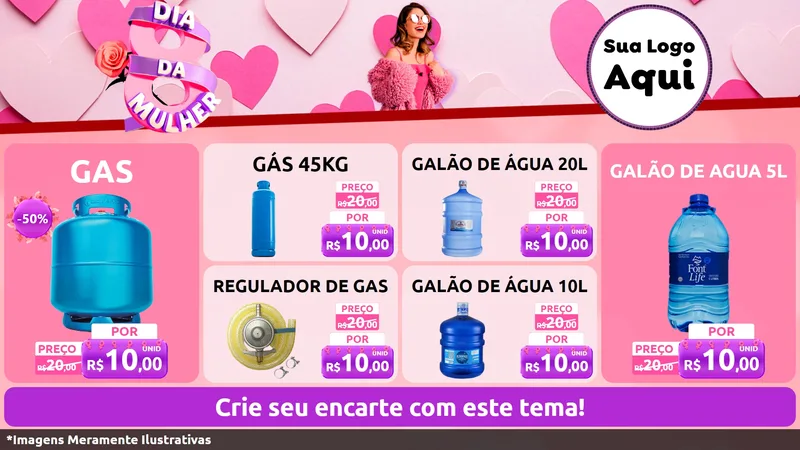 Modelo de TV para TV Horizontal com o tema Dia da Mulher para Água e gás