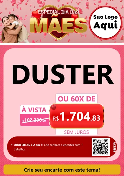 Modelo de Cartaz para Cartaz A4 Vertical com o tema Especial Dia Das Mães para Concessionaria de Carros