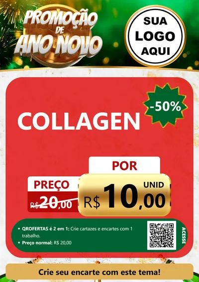 Modelo de Cartaz para Cartaz A4 Vertical com o tema Promoção de Ano Novo para Suplementos alimentares