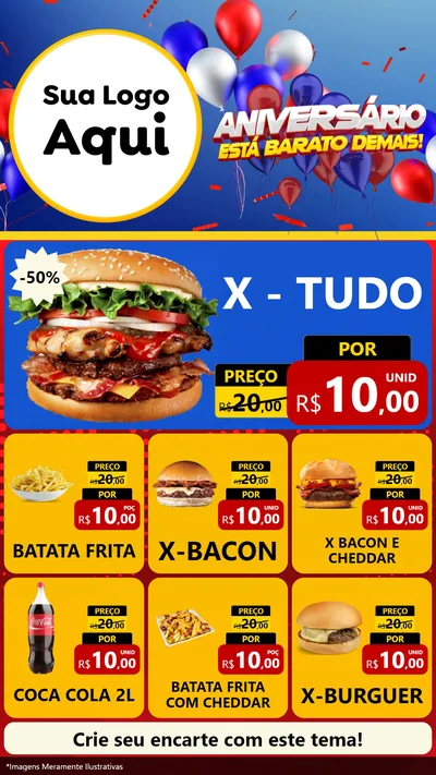Modelo de Rede Social para Stories com o tema Aniversário para Hamburgueria
