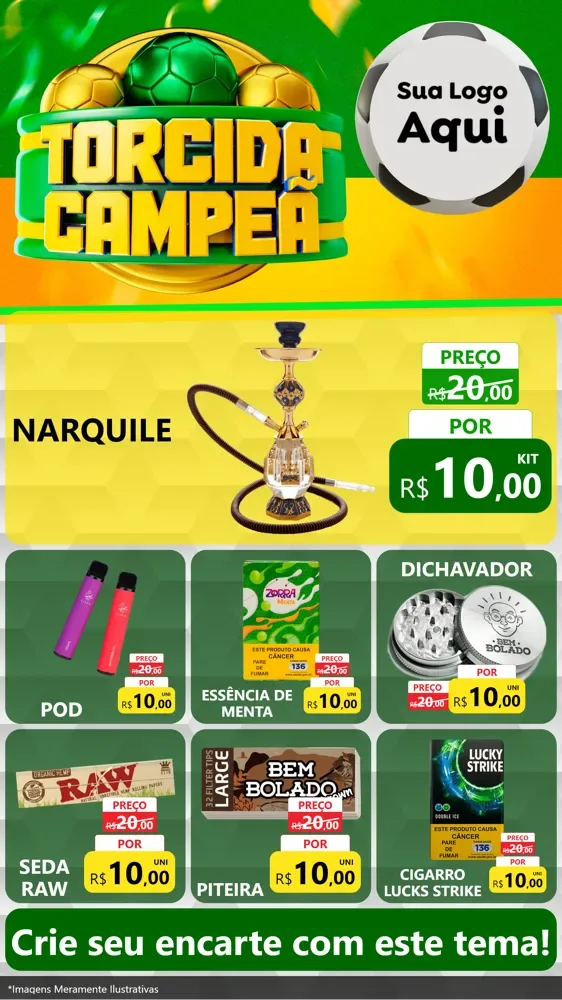 Modelo de Rede Social para Stories com o tema Torcida Campeã - Copa para Tabacaria