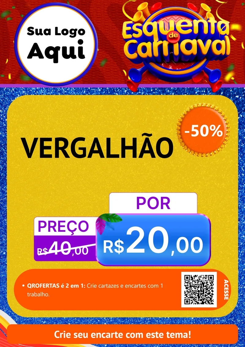 Modelo de Cartaz para Cartaz A4 Vertical com o tema Esquenta de Carnaval para Ferragens