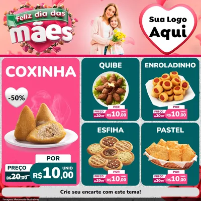 Modelo de Rede Social para Feed Facebook com o tema Feliz Dia das Mães para Salgadaria