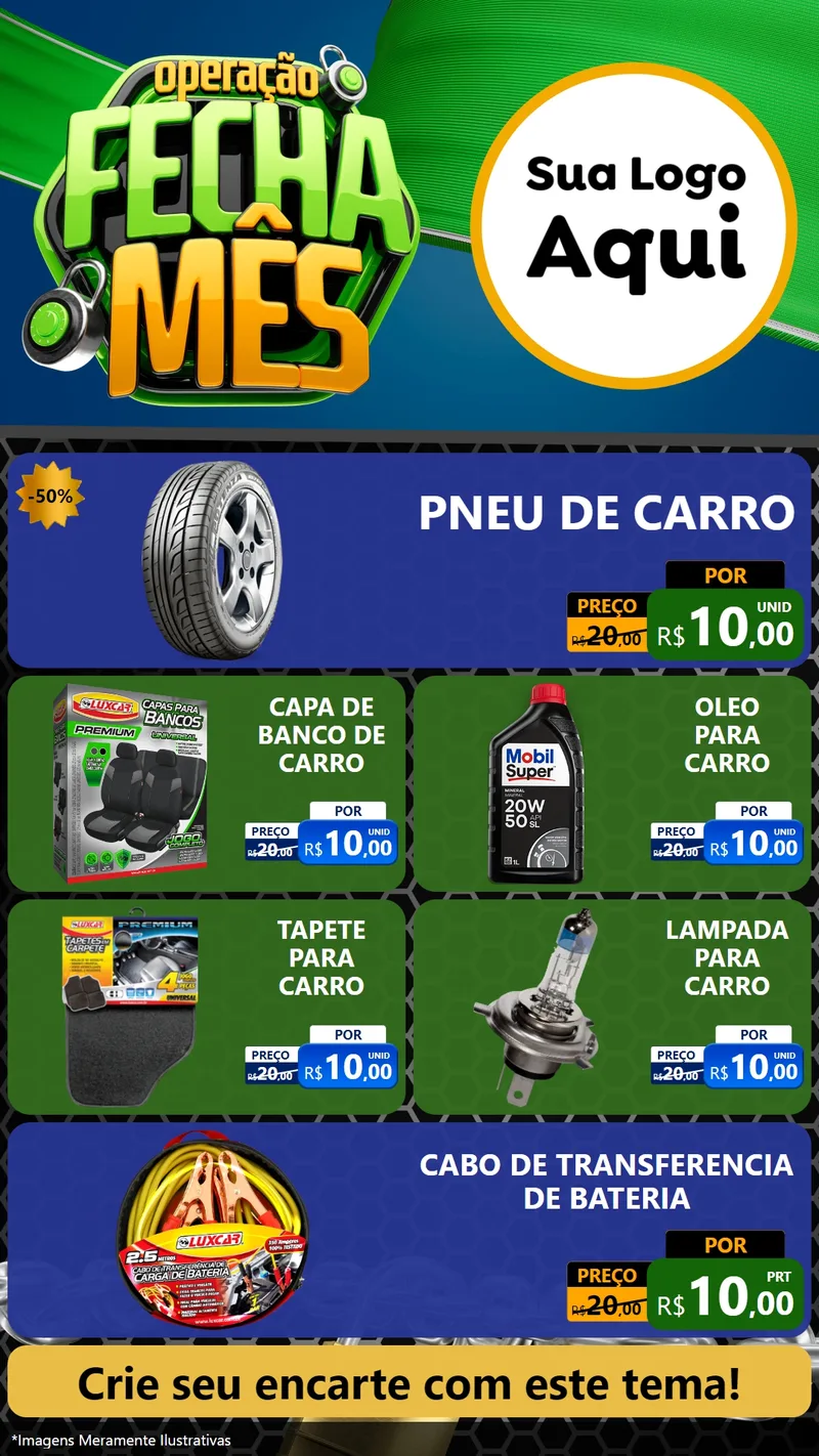 Modelo de TV para TV Vertical com o tema Operação Fecha Mês para Auto peças