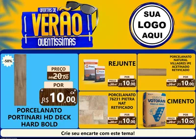 Modelo de Encarte para Encarte A4 Horizontal com o tema Ofertas de Verão Quentíssimas para Pisos e revestimentos