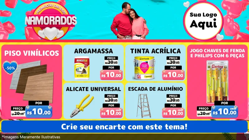 Modelo de TV para TV Horizontal com o tema Promoção Dia dos Namorados para Material para Construção