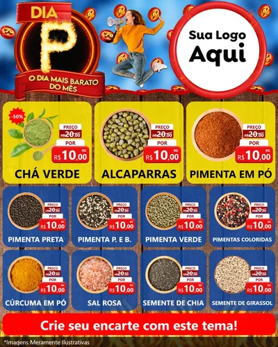 Modelo de Rede Social para Feed Instagram com o tema Dia P - O Dia Mais Barato Do Mês para Produtos Naturais