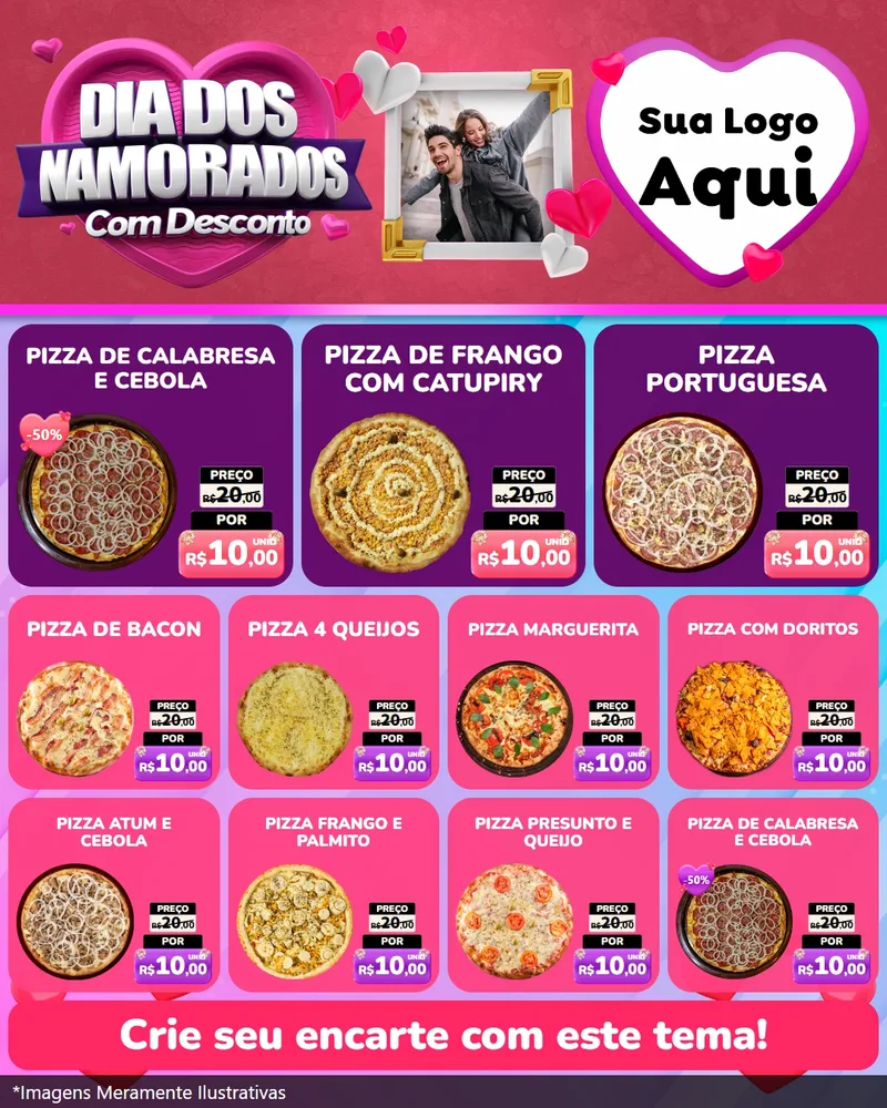 Modelo de Rede Social para Feed Instagram com o tema Dia Dos Namorados Com Desconto para Pizzaria