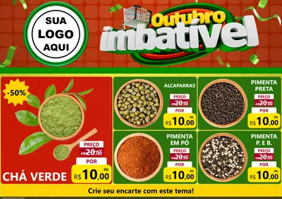 Modelo de Encarte para Encarte A4 Horizontal com o tema Outubro Imbatível para Produtos Naturais
