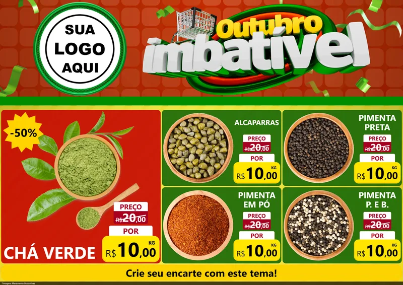Modelo de Encarte para Encarte A4 Horizontal com o tema Outubro Imbatível para Produtos Naturais