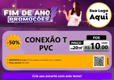 Modelo de Cartaz para Cartaz A4 Horizontal com o tema Fim de Ano Promoções para Tubos e conexões