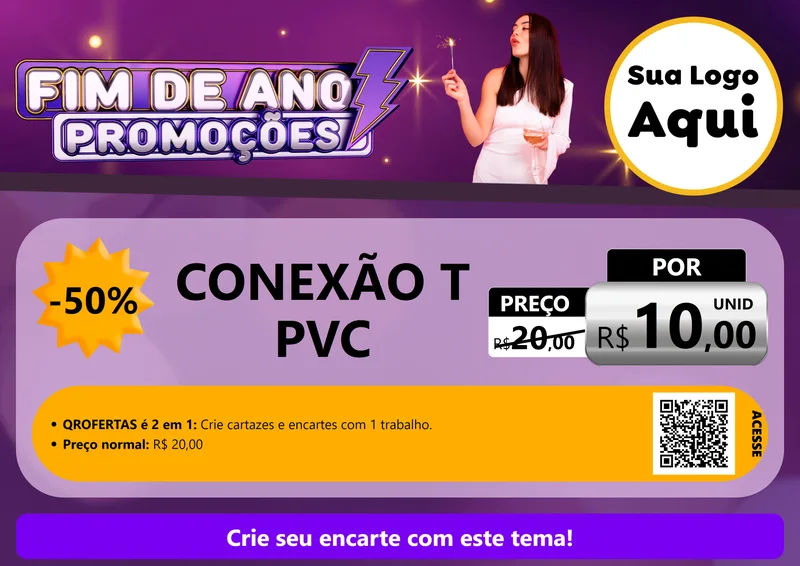 Modelo de Cartaz para Cartaz A4 Horizontal com o tema Fim de Ano Promoções para Tubos e conexões