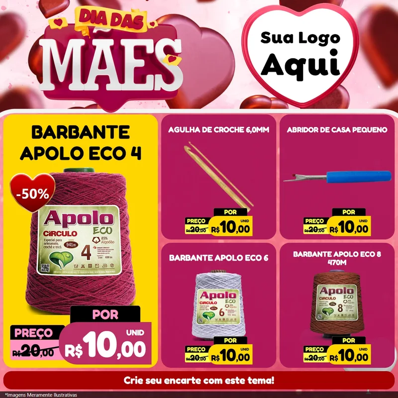 Modelo de Rede Social para Feed Facebook com o tema Dia Das Mães para Armarinho e Aviamentos