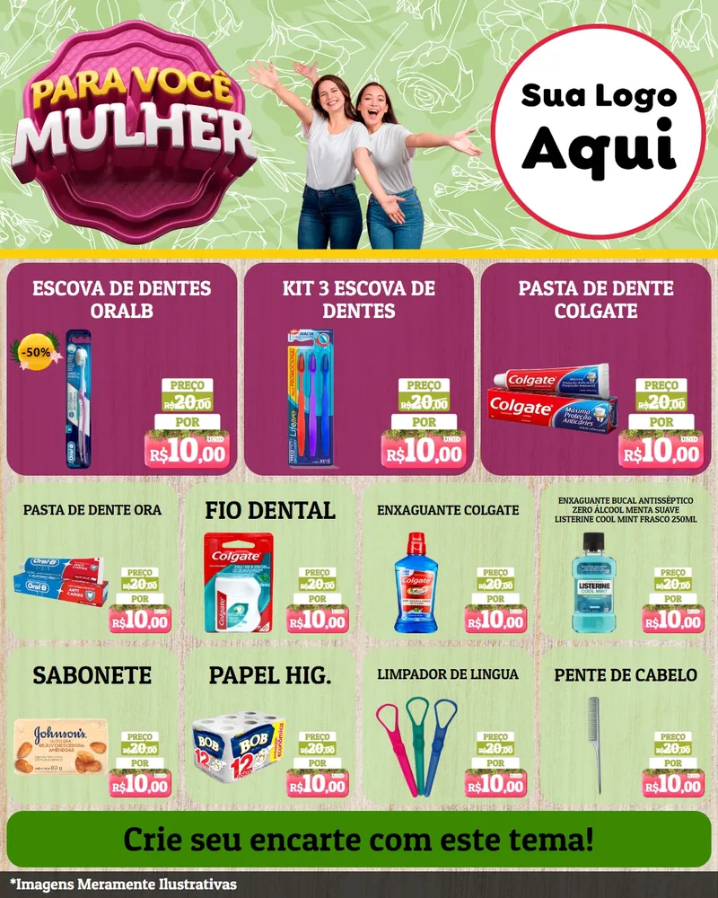 Modelo de Rede Social para Feed Instagram com o tema Para Você Mulher para Higiene Pessoal